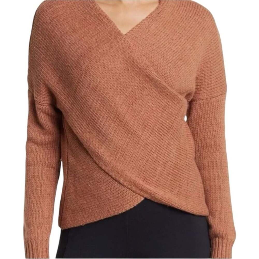 ASTR The Label Wrap Knit Sweater Rust Orange Long Sleeve V Neck Size S